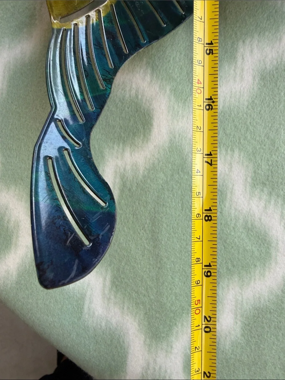 3D Cut Steel Bass Fish Wall Art - Green Yellow Metal Fish Sculpture